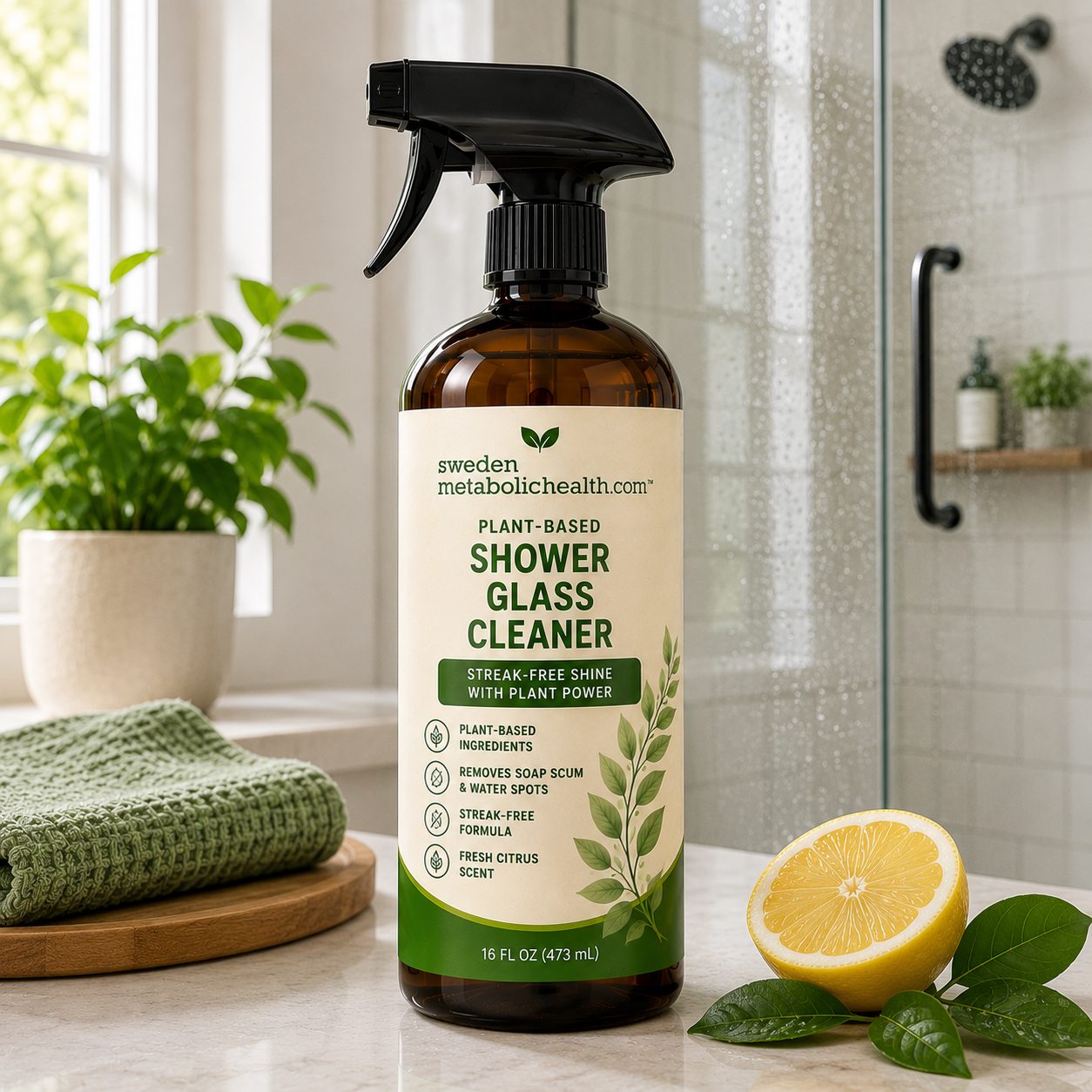 swedenmetabolichealth™ Plant-Based Shower Glass Cleaner